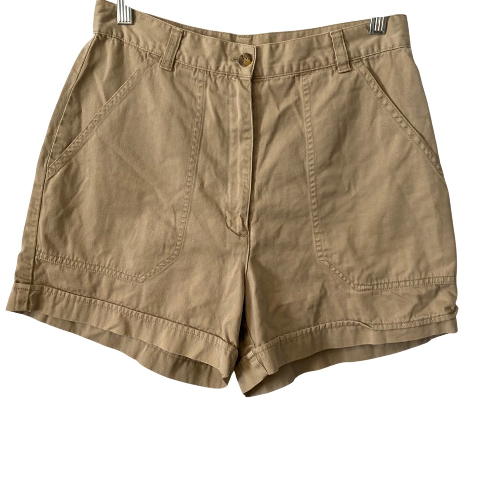 Woolrich Womens Tan Khaki High Rise Cotton Chino‎ Utility Safari Shorts Sz Sm